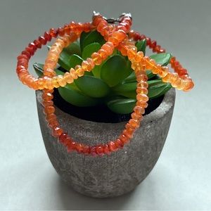 Oregon Sunstone Ombré Faceted Bead Sterling Silver Necklace
